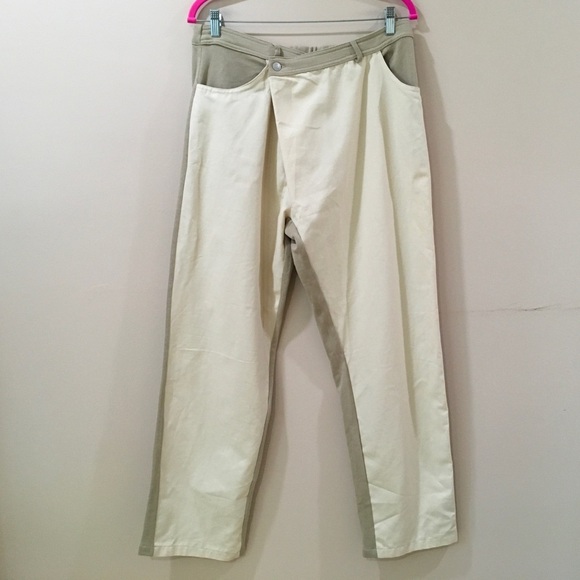 - Zara Crossover Pants Rustic Contrasting High Waist Beige Size L Womens 0085 - Picture 4 of 5
